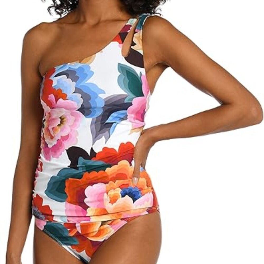 La Blanca Women's Standard One Shoulder Keyhole Tankini Swimsuit Top